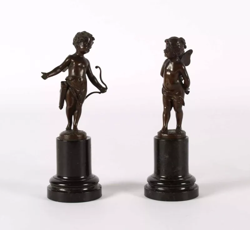 Otto Rasmussen (German, Active Late 19th Century) "Cupid & Psyche" A Pair of Patinated Bronze "Cupid & Psyche" Sculptures by Otto Rasmussen (German