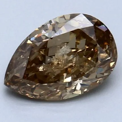1 pcs Diamond (Natural coloured) - 1.25 ct - Pear - Fancy Brown Yellow - I1 - International Gemological Institute (IGI)