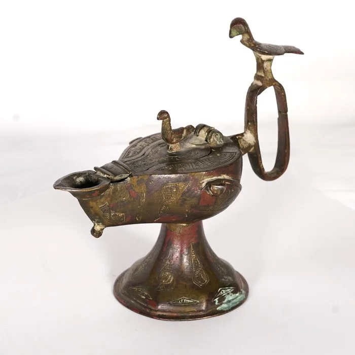 Islamic Bronze Rum-Seljuk Oil Lamp with Spanish Import License - 16.5 cm