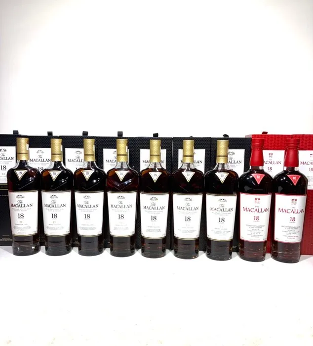 Macallan 18 years old Sherry Oak Cask - 2018 to 2026 Release - 70cl - 9 bottles