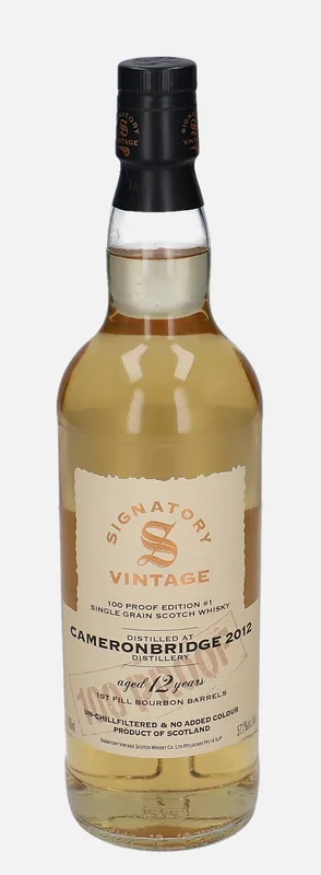 Cameronbridge – 2012 12 Year Old Signatory Vintage Scotch Whisky Co. 100 Proof Edition #1