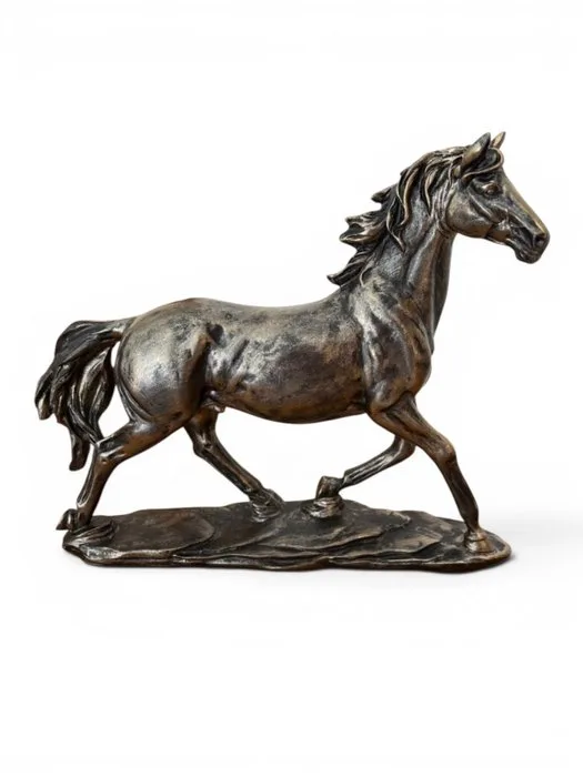 Decorative ornament - Elegant Horse Sculpture – Bronze Style Resin Figurine – Dynamic Animal Art Decor