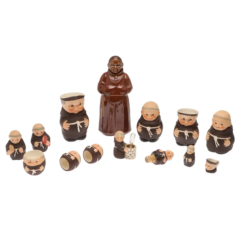A Collection of Goebel Friar Tuck Monk Items and a Ceramic Flask