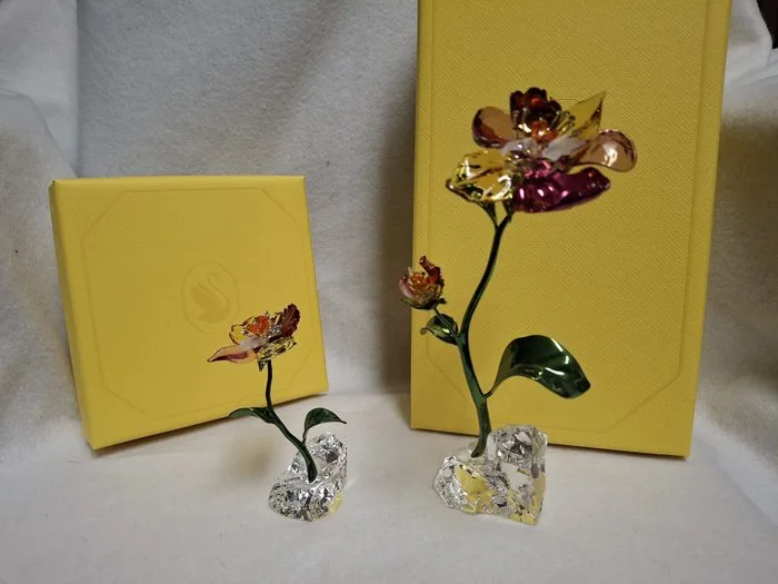 Swarovski - Martin Zendron - Figure - Flower L + Flower S (2) - Crystal, Metal, Enamel