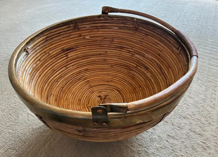 Basket - Rattan, Brass - Gabriella Crespi Style