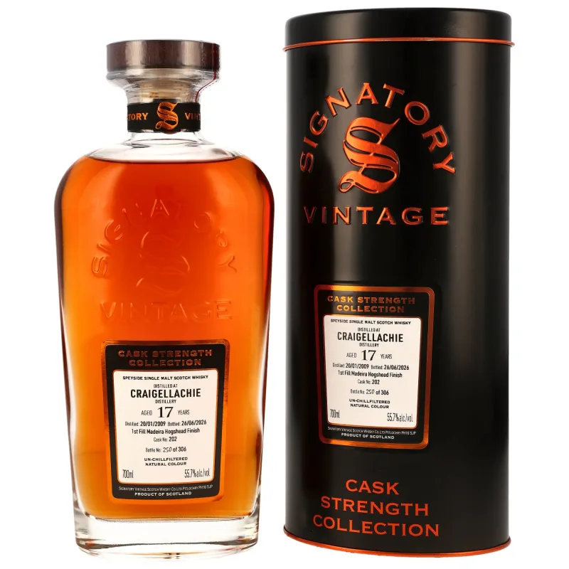 Craigellachie – 2009 17 Year Old 1st Fill Madeira Hogshead Finish #202 (Signatory Vintage Cask Strength Collection)