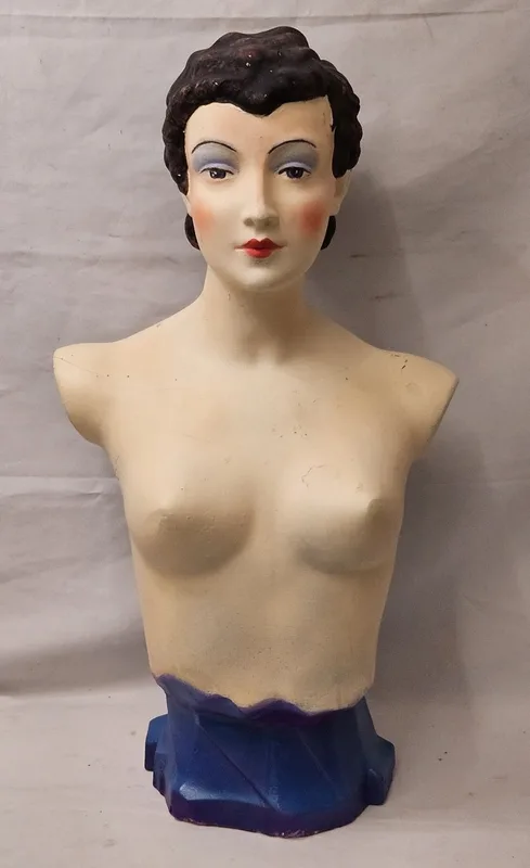 Vintage, 40s style, plaster shop display mannequin, approx 77cm H