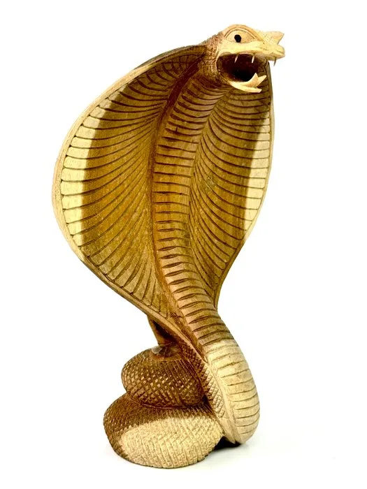 Sculpture, Cobra Reale - 23 cm - Wood - 2000