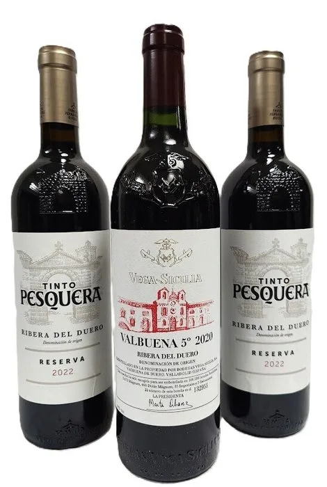 2020 Vega Sicilia, Valbuena 5º Año x1 & 2022 Tinto Pesquera reserva x2 - Ribera del Duero - 3 Bottles (0.75L)