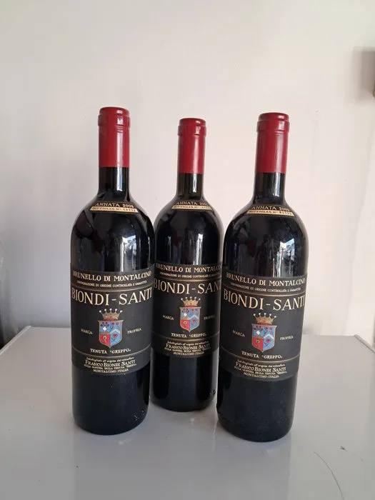 2001 & 2005 x2 Biondi Santi, Tenuta Greppo - Brunello di Montalcino - 3 Bottles (0.75L)