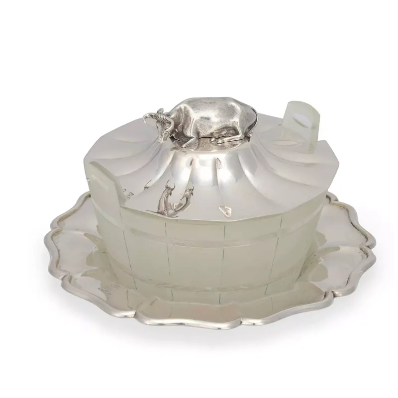 A William IV Silver And Cut-Glass Butter Dish On Stand by Henry Wilkinson & Co., Sheffield 1833