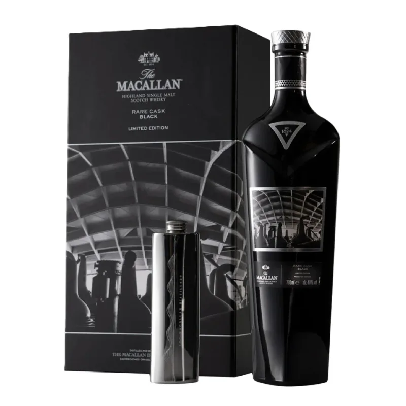 Macallan – Rare Cask Black Limited Edition Pewter Flask 1824 Collection (2018) (70cl)