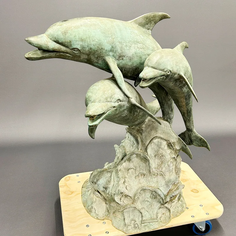 Large Bronze Dolphin Water Fountain