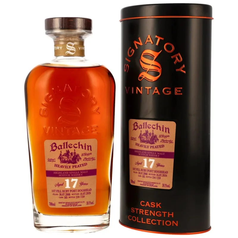 Ballechin – 17 Year Old 2008/2026 Signatory Vintage 1st Fill Ruby Port Cask #185