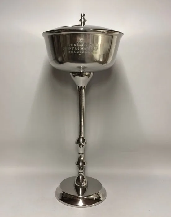 Champagne cooler - Wine cooler on a high stand - nickel-plated - a tribute to Moët & Chandon