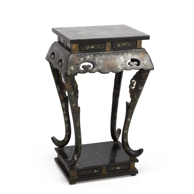 A Chinese Black Lacquer Vase Stand late 19th Century, of rectangular form