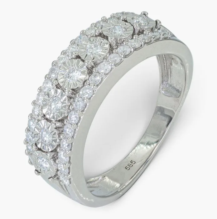Ring - 14 kt. IGI, White gold - 0.56ct. tw. Diamond (Natural)