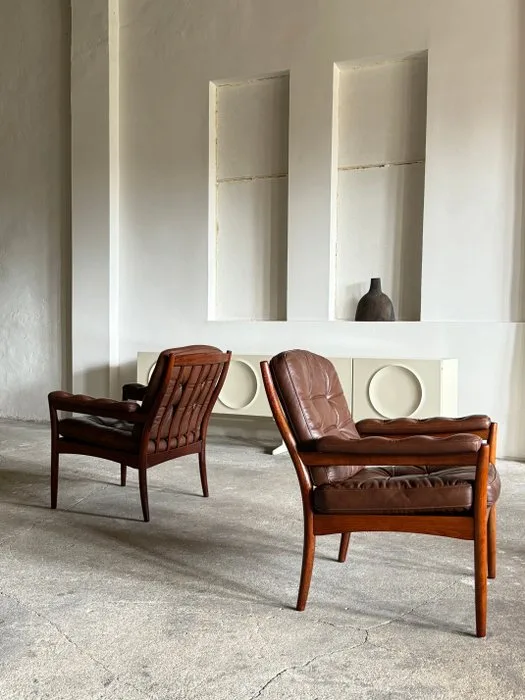 Gote Möbler Nässjö - Gunnar Kentemo - Armchair (2) - Carmen - Leather, Wood