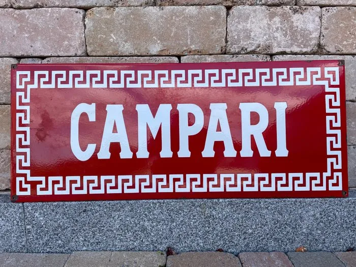 CAMPARI - Enamel sign - CAMPARI enamel sign XXXL, about 100 cm. Bar advertising sign, enamel Italia Bitter Aperitif - Enamel, Steel