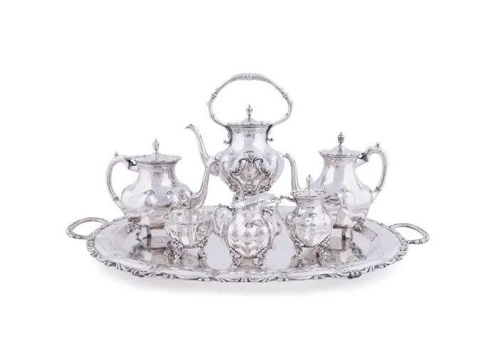 A. Torres Vega - Coffee and tea service (7) -.925 silver - Rococo Mid-20th century