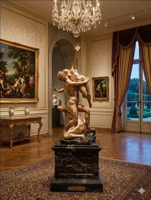 Sculpture, Ratto delle sabile,in bronzo dorato after Giambologna - 126 cm - golden bronze