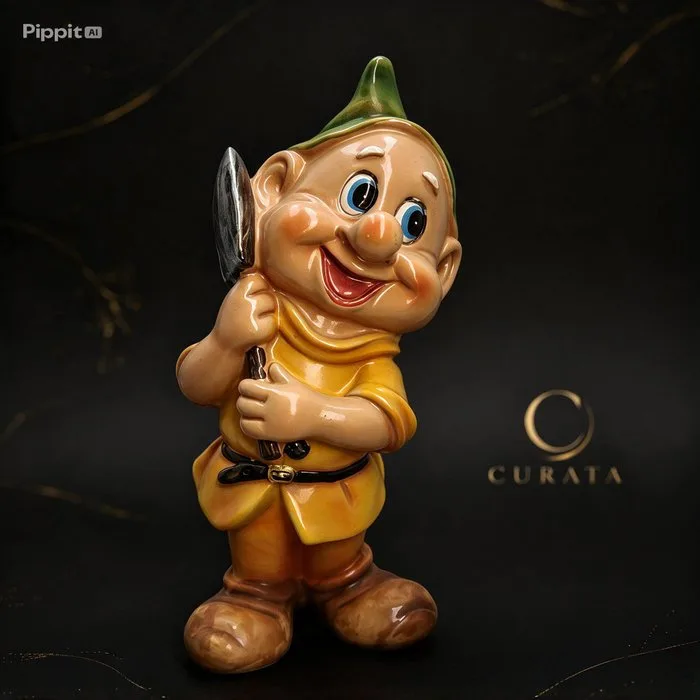 Figurine - Nano in Resina con Pala e Cappello Verde - Resin