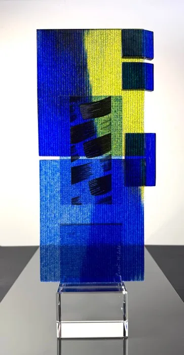 Maxence Parot - Vase - Unique sculpture colors 40 cm - Glass, Crystal