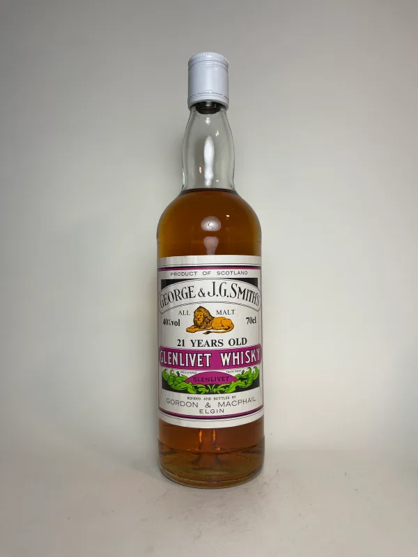 George & J.G. Smith's The Glenlivet 21 Year Old Pure Malt Scotch Whisky 1980s (70cl, 40%)