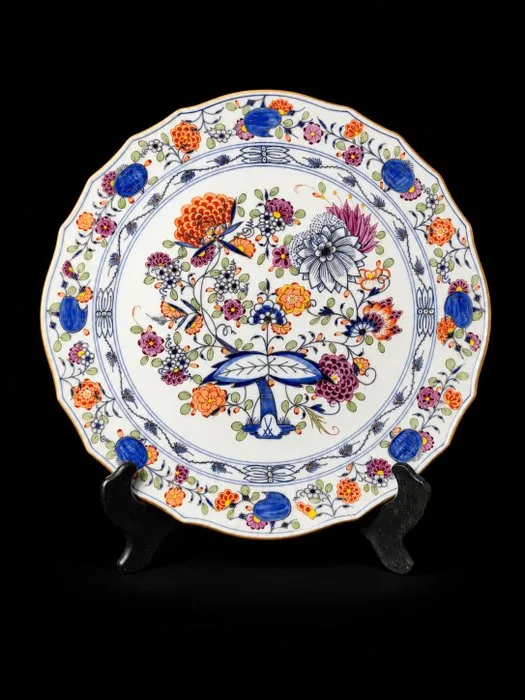 Meissen - Cipolla blu colorato - Piatto da portata D.34cm - XX secolo - Tray - Porcelain