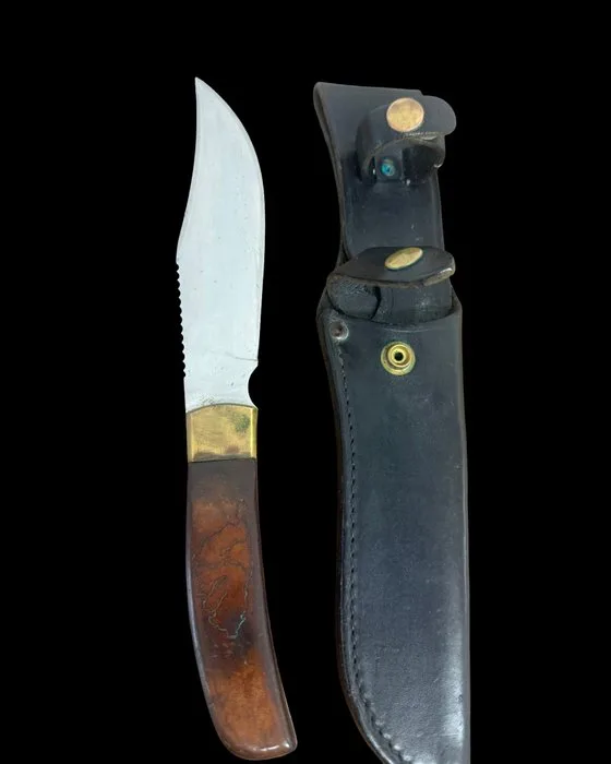 Original Bowie knife - Kitchen knife - Wood, stainless steel - France - Wooden handle Corsican card