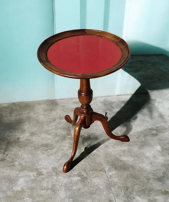 Coffee table - wood and leather