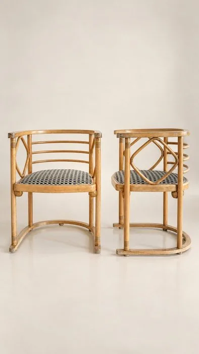 Mundus Vienna Austria, J.&J. Kohn - Josef Hoffmann, Gustav Siegel - Chair (2) - bat - Beech - Set of 2 FLEDERMAUS chairs