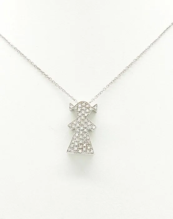 Necklace with pendant - 18 kt. White gold, 18 kt. Diamond (Natural) - Diamond