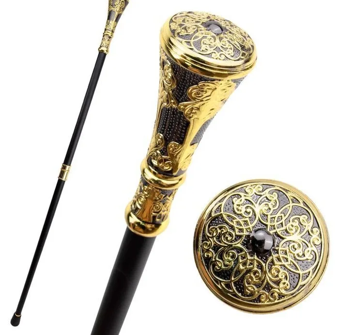ART - Bastone da Passeggio floreale elegante Golden Black Luxury - Metallo - Fashion accessories set