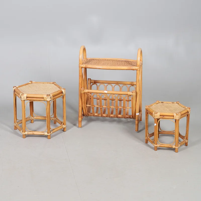 Three Pieces of Vintage Bamboo Furniture