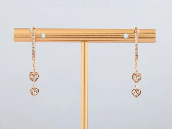 Earrings - 14 kt. Rose gold - 0.32ct. tw. Diamond (Natural)