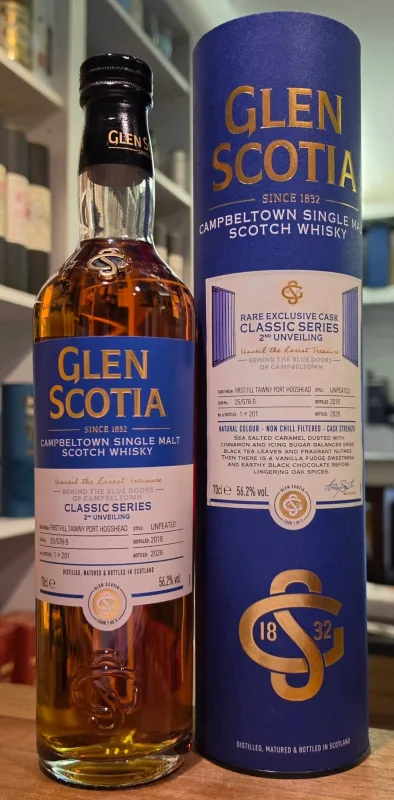 Glen Scotia – 2016 Single Cask Unpeated 1st Fill Tawny Port Hogshead Finish Behind the Blue Doors Classic Series 2nd Unveiling