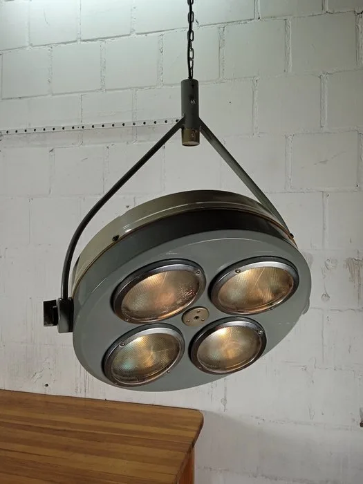 Hanging lamp - Vintage Shadowless Hospital Lamp - Metal, Glass, Plastic