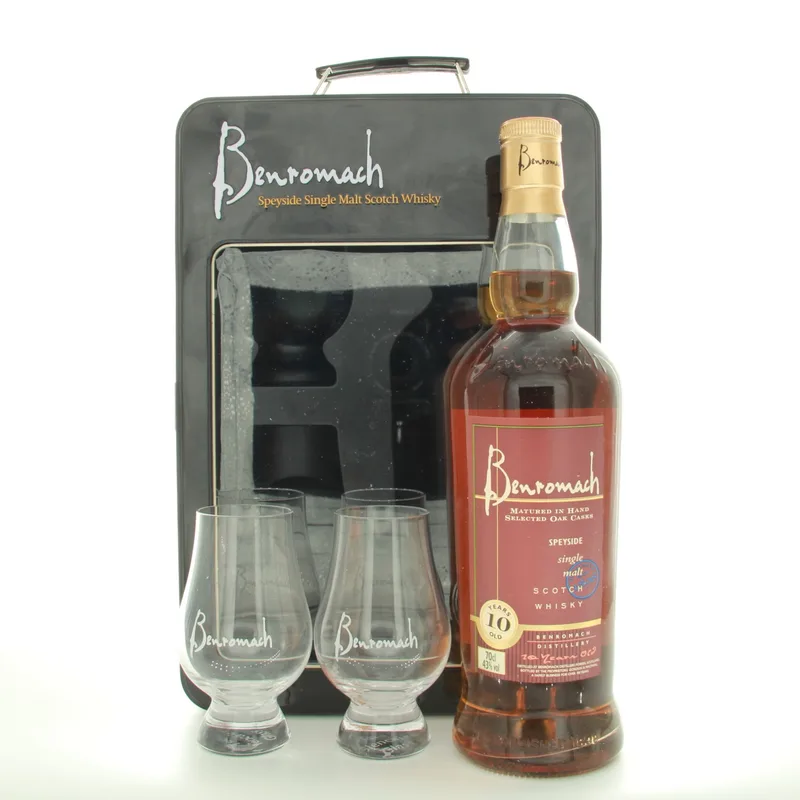 Benromach 10 Year Old Presentation Tin With Glasses (70cl, 43%)