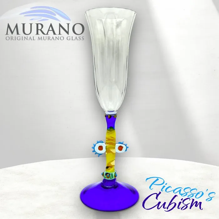 Maestri Vetrai di Murano - Champagne flute - Flute Model "Picasso's Cubism" - Hand-blown glass - Height 24 cm - 1970s