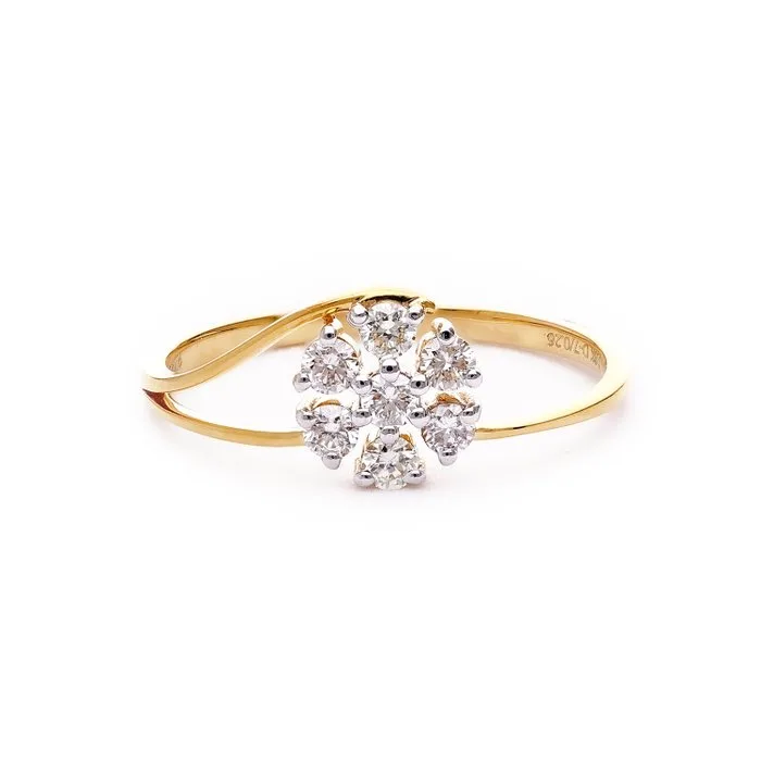 Ring - 18 kt. Yellow gold - 0.26ct. tw. Diamond (Natural) - 18karat Flower Ring