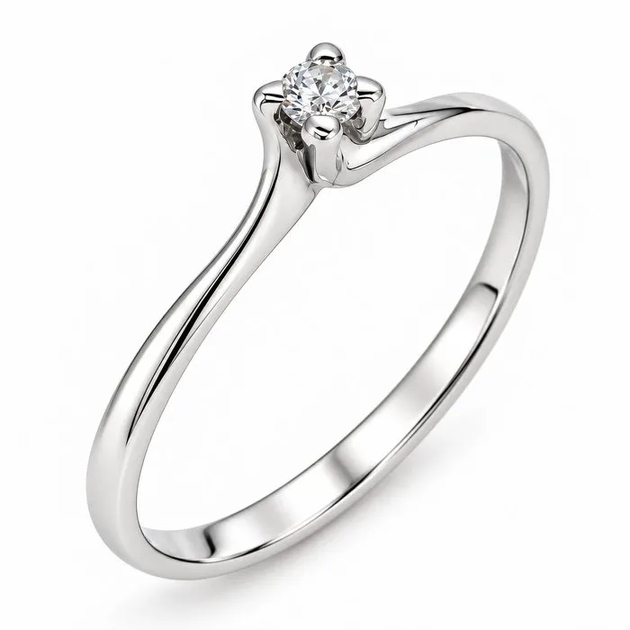 Ring - 18 kt. White gold - 0.03ct. tw. Diamond (Natural) - Made in Italy - Handmade