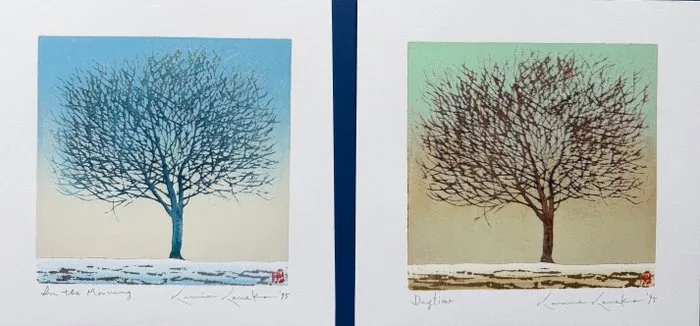 2 prints - "Daytime" & "In the Morning" - Kunio Kaneko (b 1949) - Japan
