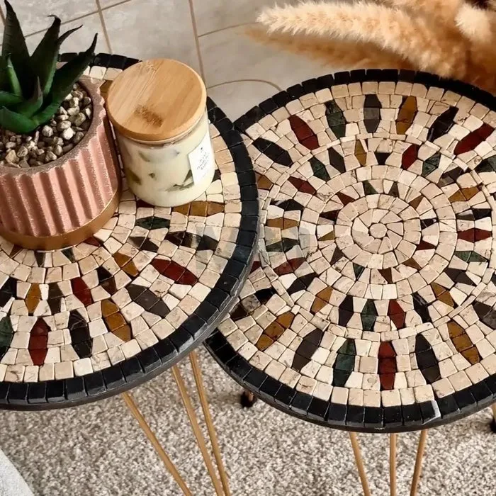 Side table (2) - Marble - Mosaic Nesting Tables
