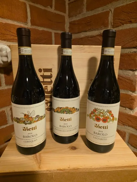 2018 Vietti: Lazzarito, Rocche di Castiglione, Cerequio - Barolo DOCG - 3 Bottles (0.75L)