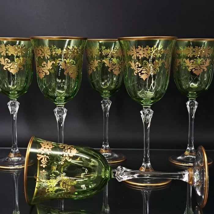 Artemisia - Drinking set (6) - Melody - Crystal, Gold zecchino