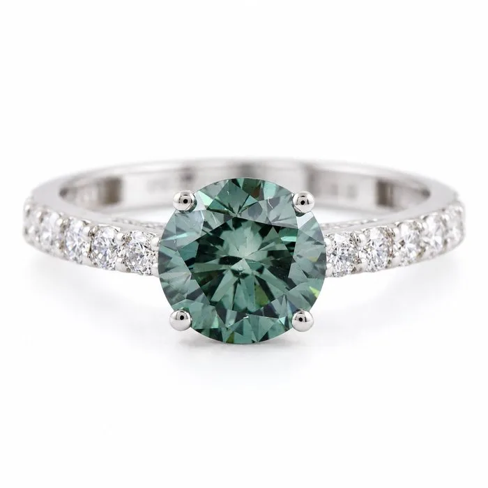 Ring - 14 kt. White gold - 2.06ct. tw. Diamond (Fancy coloured lab-grown diamond) - Diamond