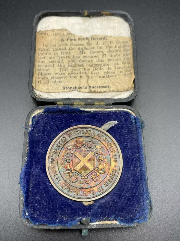 UK 1929 Ryder & Son (1920) Ltd Seed Specialists Sterling Silver Medal