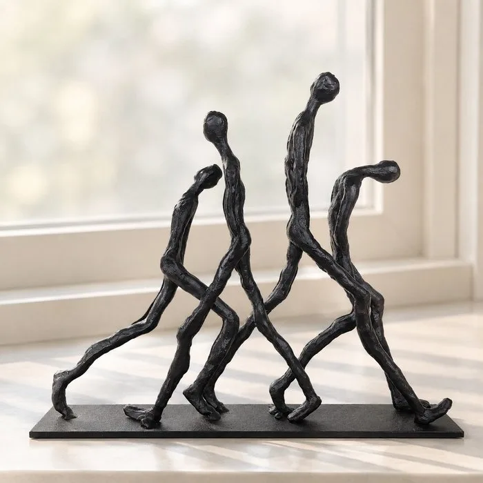 Sculpture, "Les passants" - 30 cm - Metal