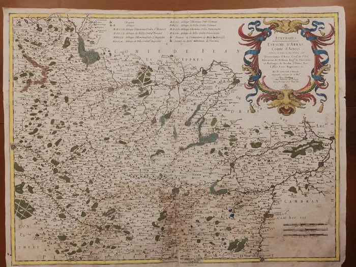France - Northern France / Artois Region; Nicolas Sanson d'Abbeville (1600–1667) - ATREBATES. EVESCHE D'ARRAS. Comté d'Artois, distingué en ses l'es Iuridictions, tant du Gouvernance - 1651-1660